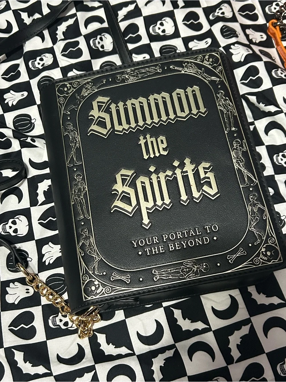 New Goth Halloween Summon the Spirits Black Book Crossbody Bag - Picture 3 of 6